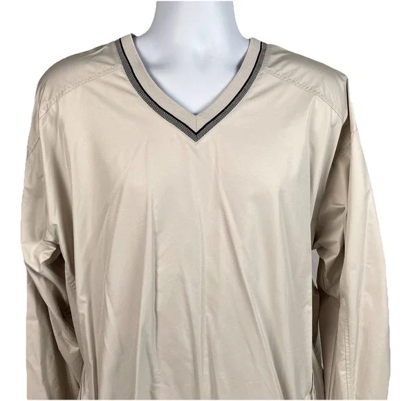 Nike Golf Pullover Windbreaker Jacket Clima-Fit Cream V-Neck Size XXL Mens - Picture 2 of 8